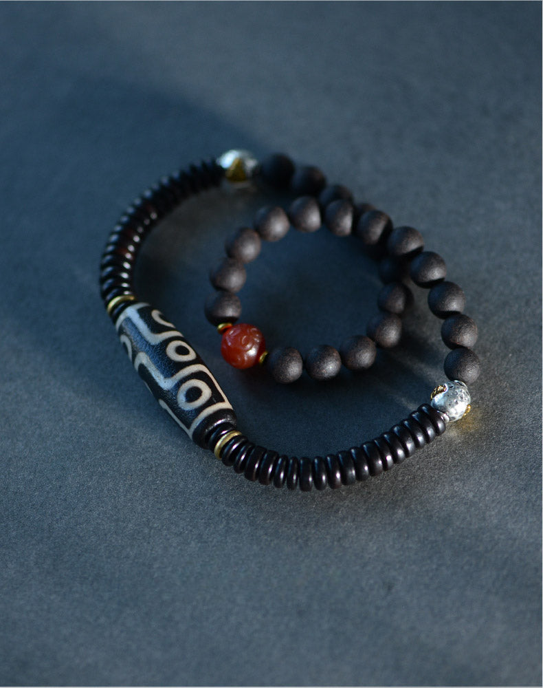 Black Sandalwood Tibetan Dzi Beads bracelet