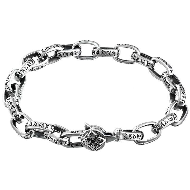 Buddha Stones Armband „Sechs wahre Worte der Weisheit und Ruhe“ aus 925er Sterlingsilber
