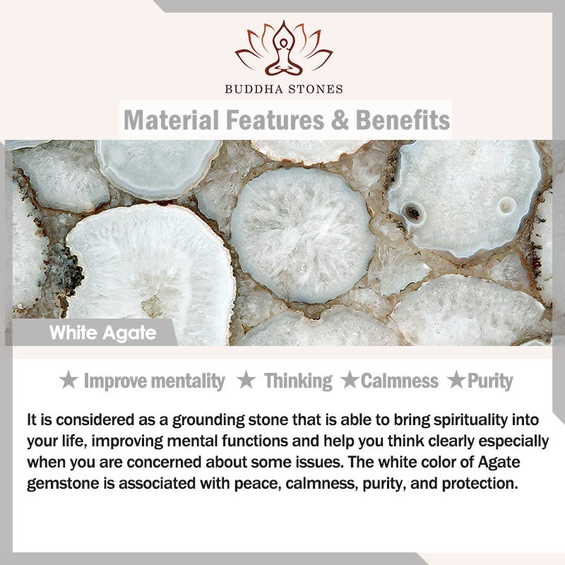 Buddha Stones Natürlicher weißer Achat Jadeit Bambusperlen Positivitätsarmband