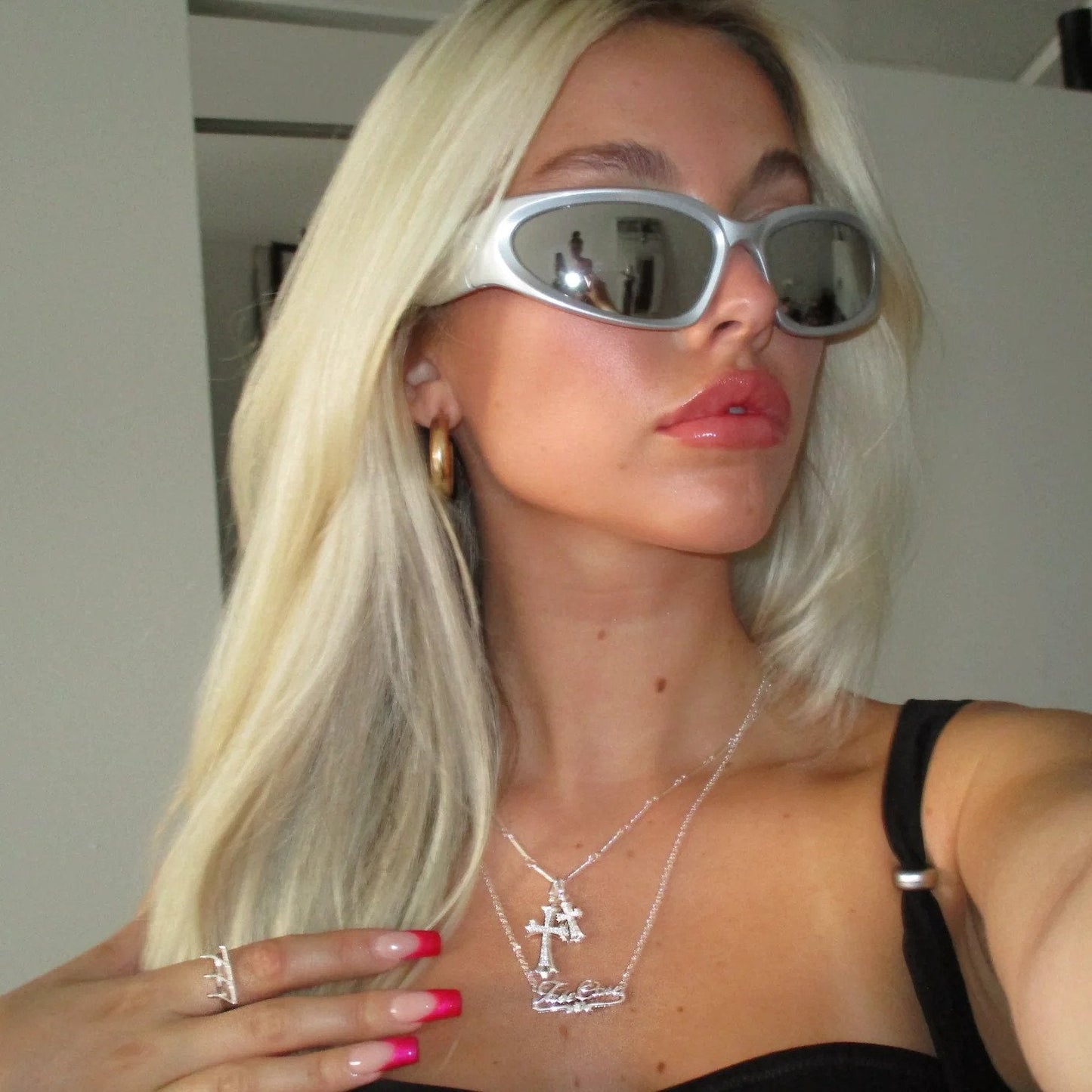 Collier pendentif double croix