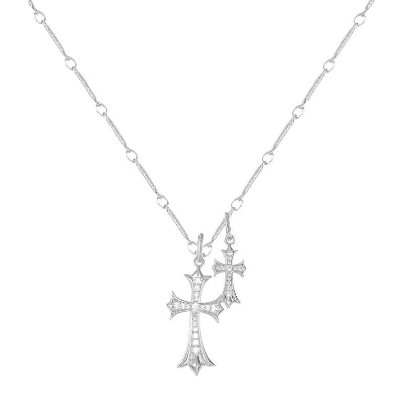 Collier pendentif double croix