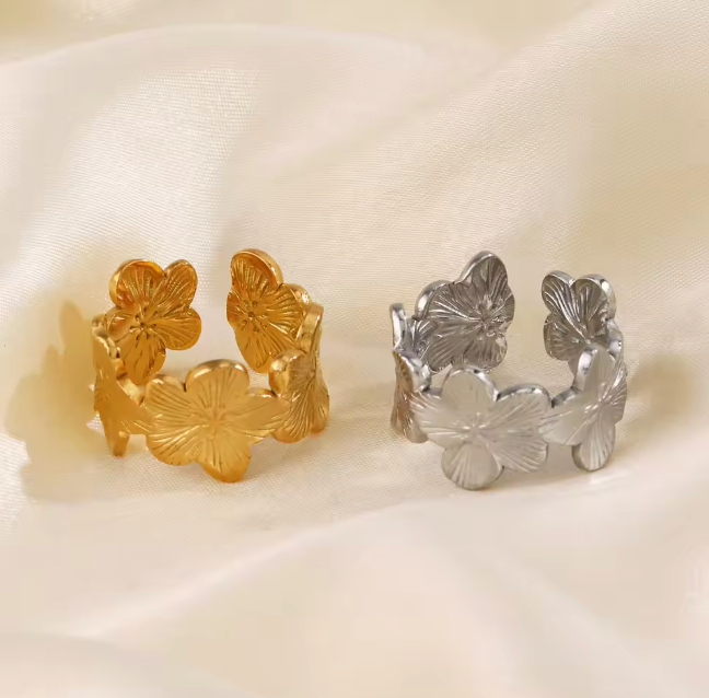 Daisy Flower Adjustable Stainless Steel Ring