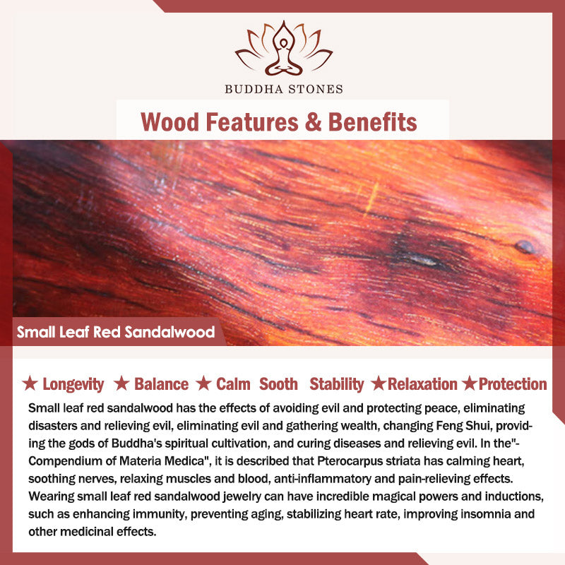 Bracelet de protection gravé en bois de santal rouge et ébène avec petites feuilles de Bouddha et chat mignon