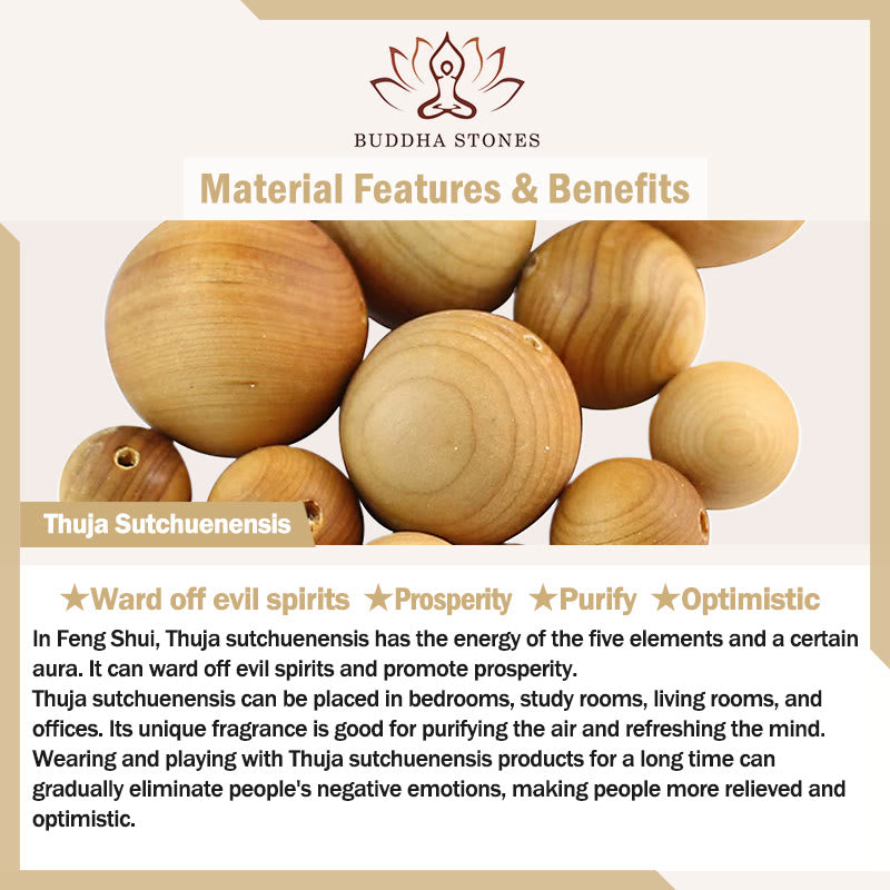 Buddha Stones Natürliches Thuja Sutchuenensis Reinigungsarmband