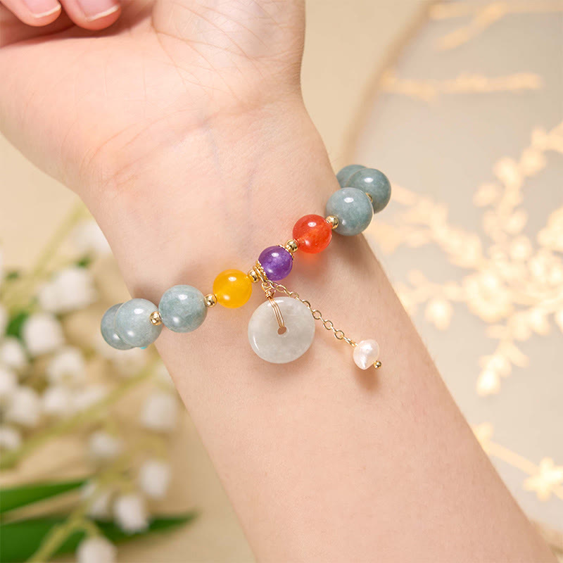 Bracelet de confiance avec breloque en jade et agate rouge et pierre de Bouddha