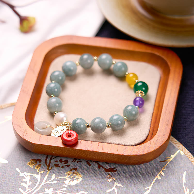 Bracelet de confiance avec breloque en jade et agate rouge et pierre de Bouddha
