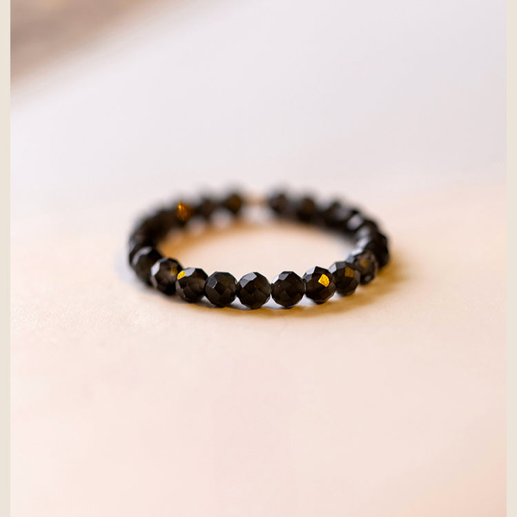 Ultra-fine 3mm Black Obsidian Ring