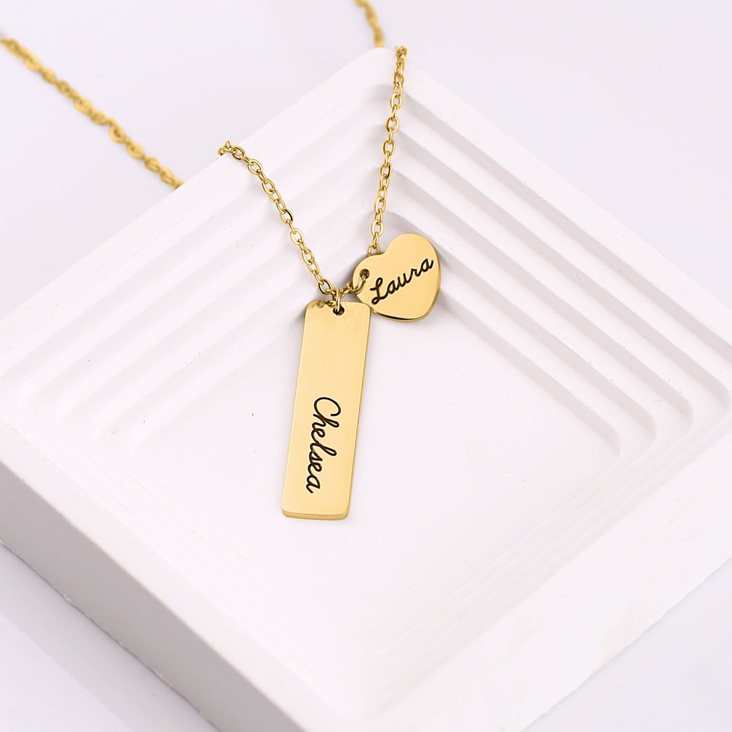 Collier avec pendentif en forme de cœur gravé • Cadeau pour meilleur ami