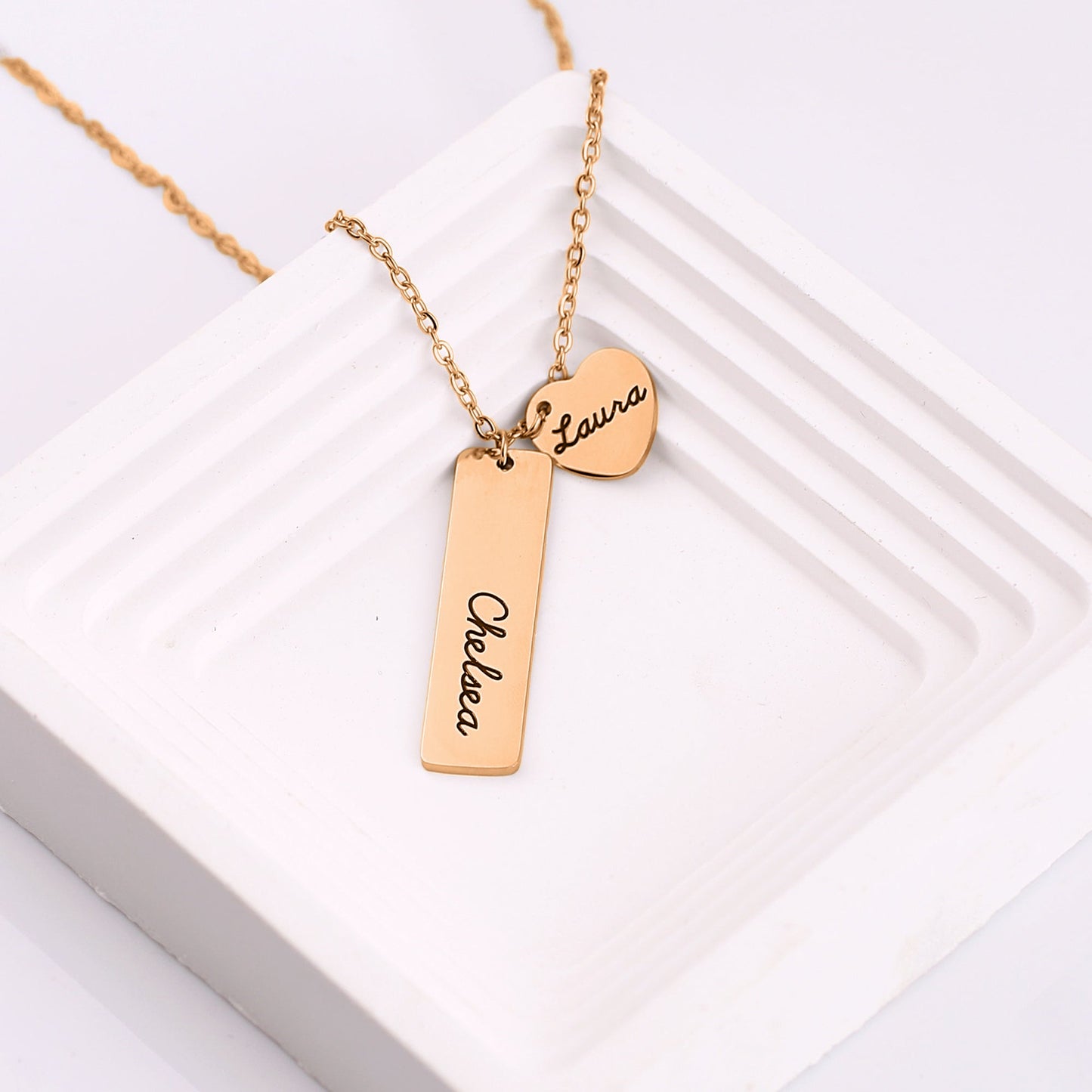 Collier avec pendentif en forme de cœur gravé • Cadeau pour meilleur ami