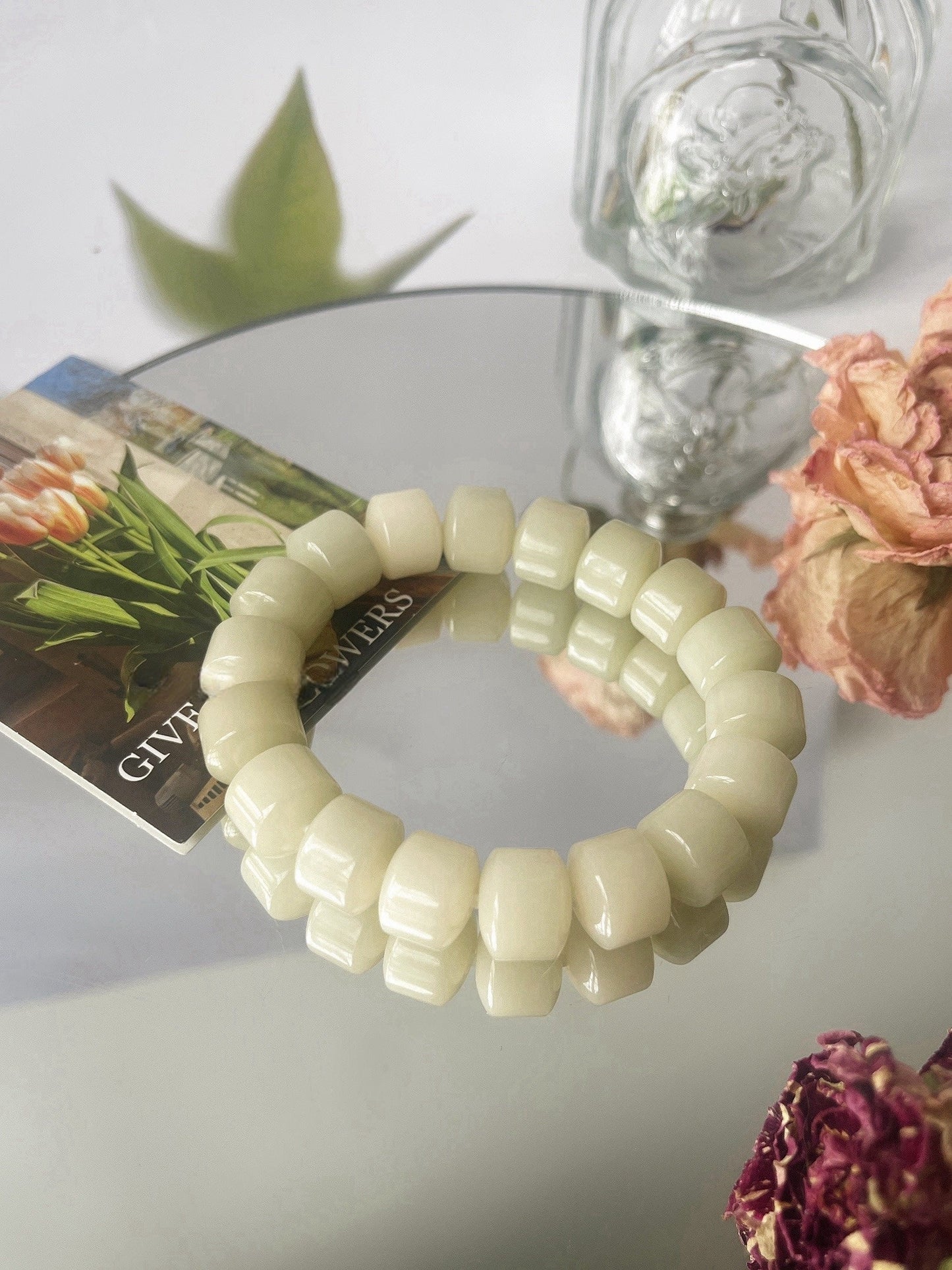 13mm Large Golden Wheel Bodhi Bead Bracelet
