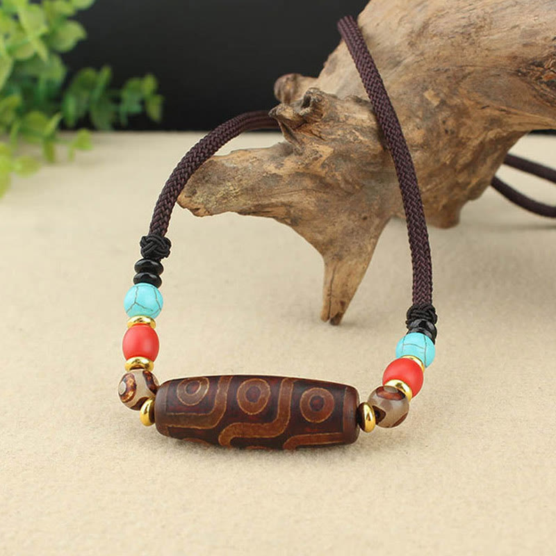 Pierres de Bouddha Perle Dzi tibétaine à neuf yeux Perle Dzi à trois yeux Colliers de protection Pendentif