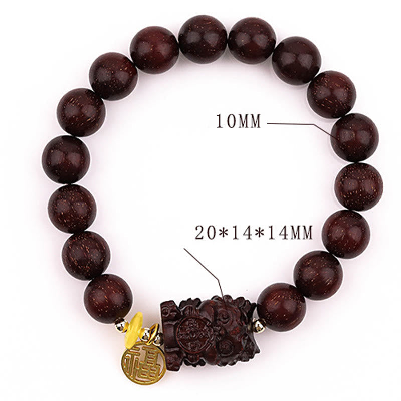 Buddha Stones Kleines Blatt Rotes Sandelholz Gold Swallower Calm Armband