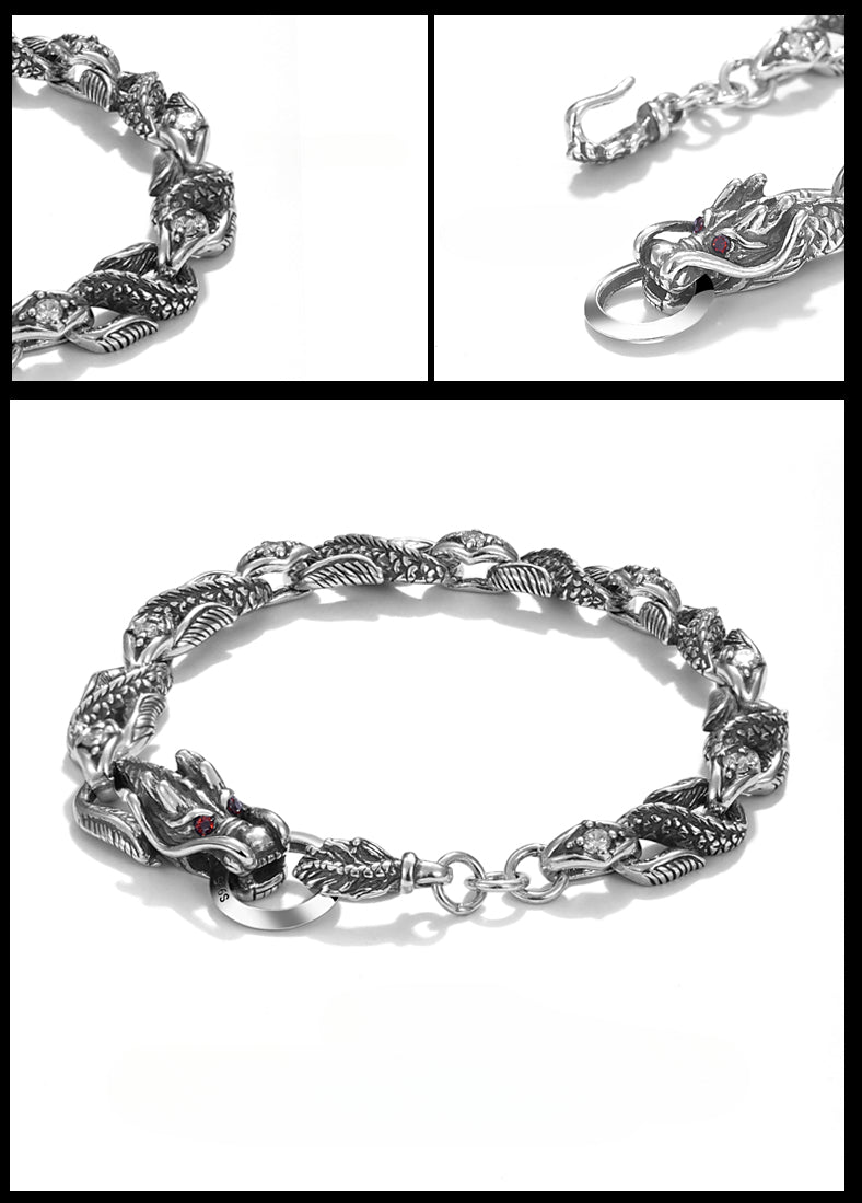 Bracelet en os de dragon en argent 925