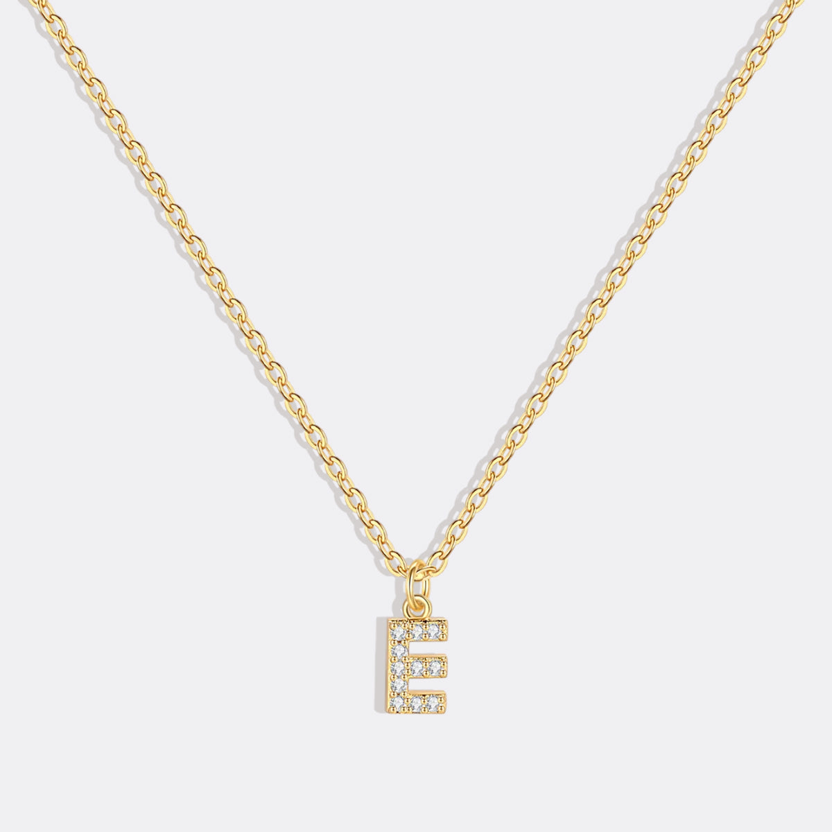 Gold Vermeil Pavé Uppercase Initial Necklace
