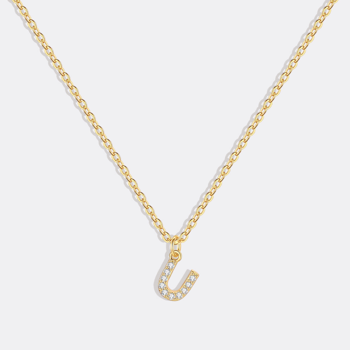 Gold Vermeil Pavé Uppercase Initial Necklace