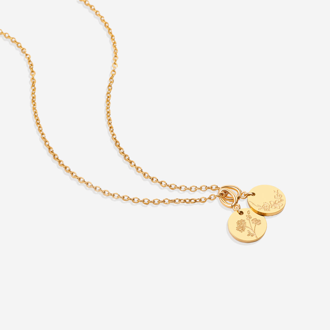 Collier empilable à breloques fleur de naissance