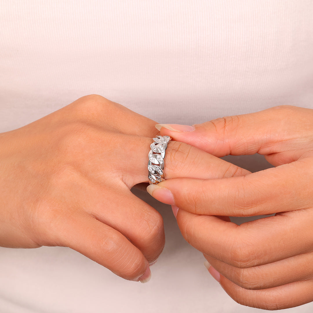 Bague chaîne pavée