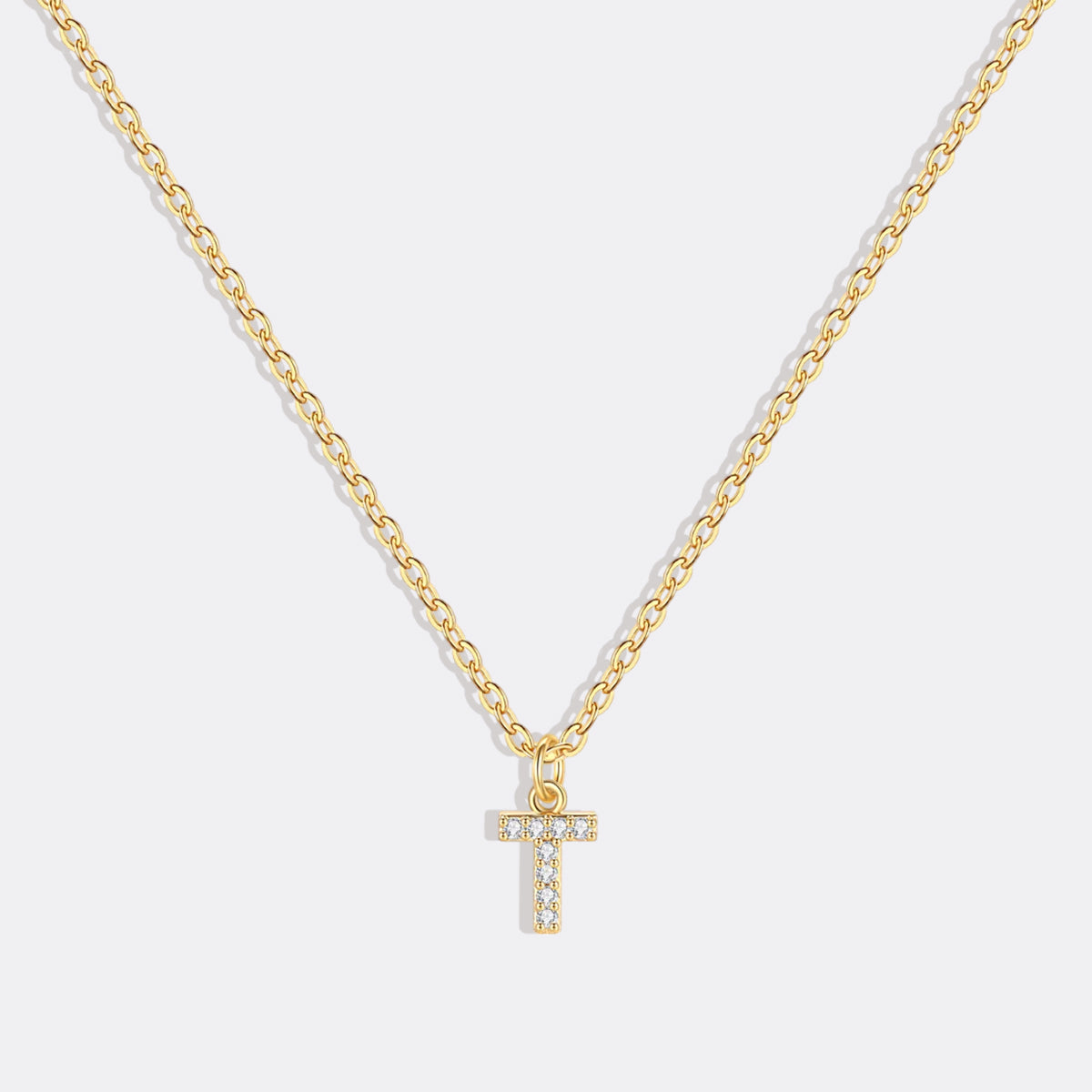 Gold Vermeil Pavé Uppercase Initial Necklace