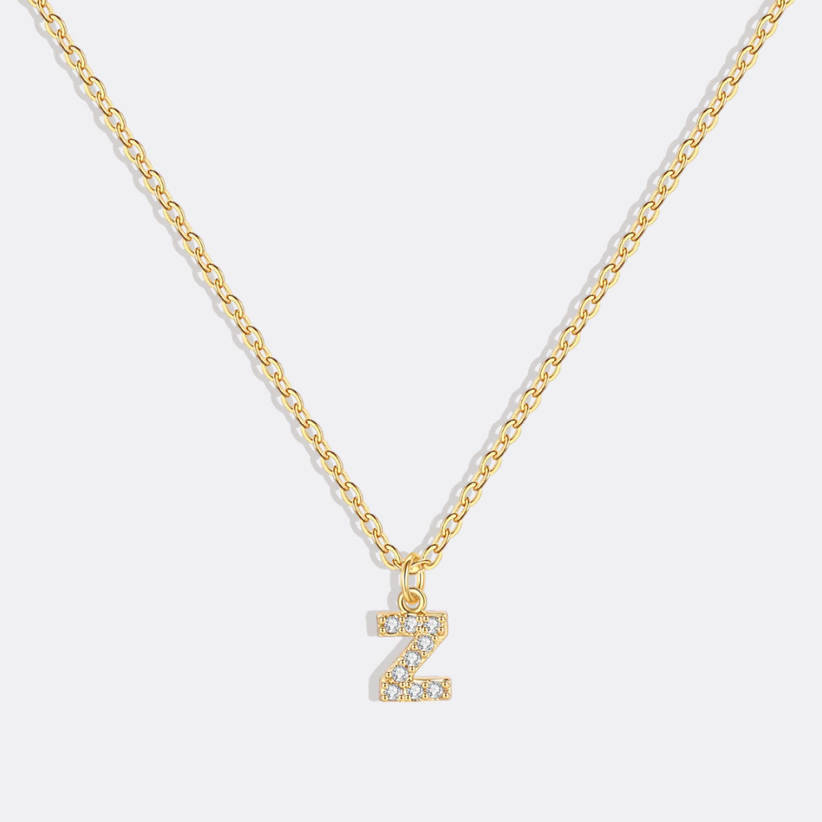 Gold Vermeil Pavé Uppercase Initial Necklace