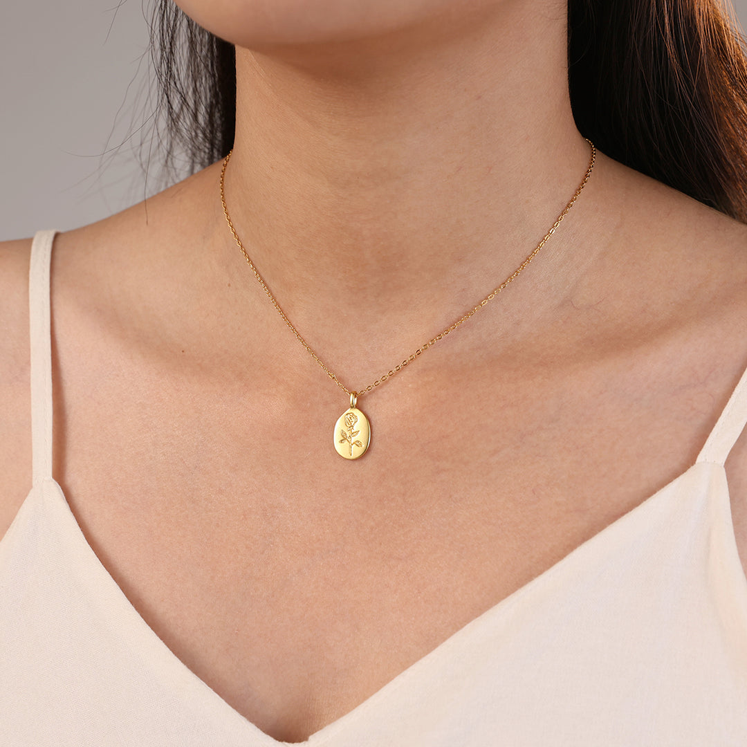 Collier pendentif petite rose