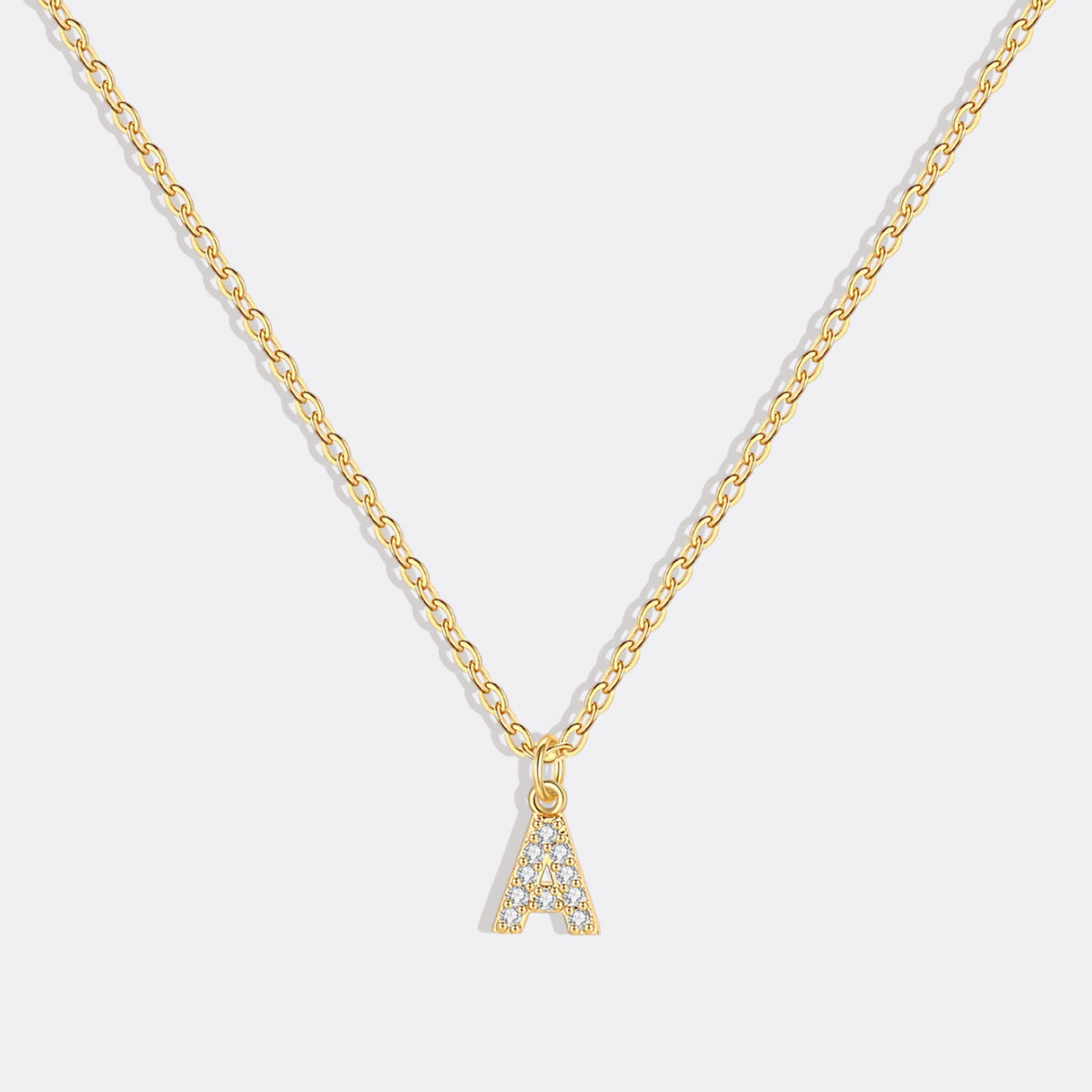 Gold Vermeil Pavé Uppercase Initial Necklace