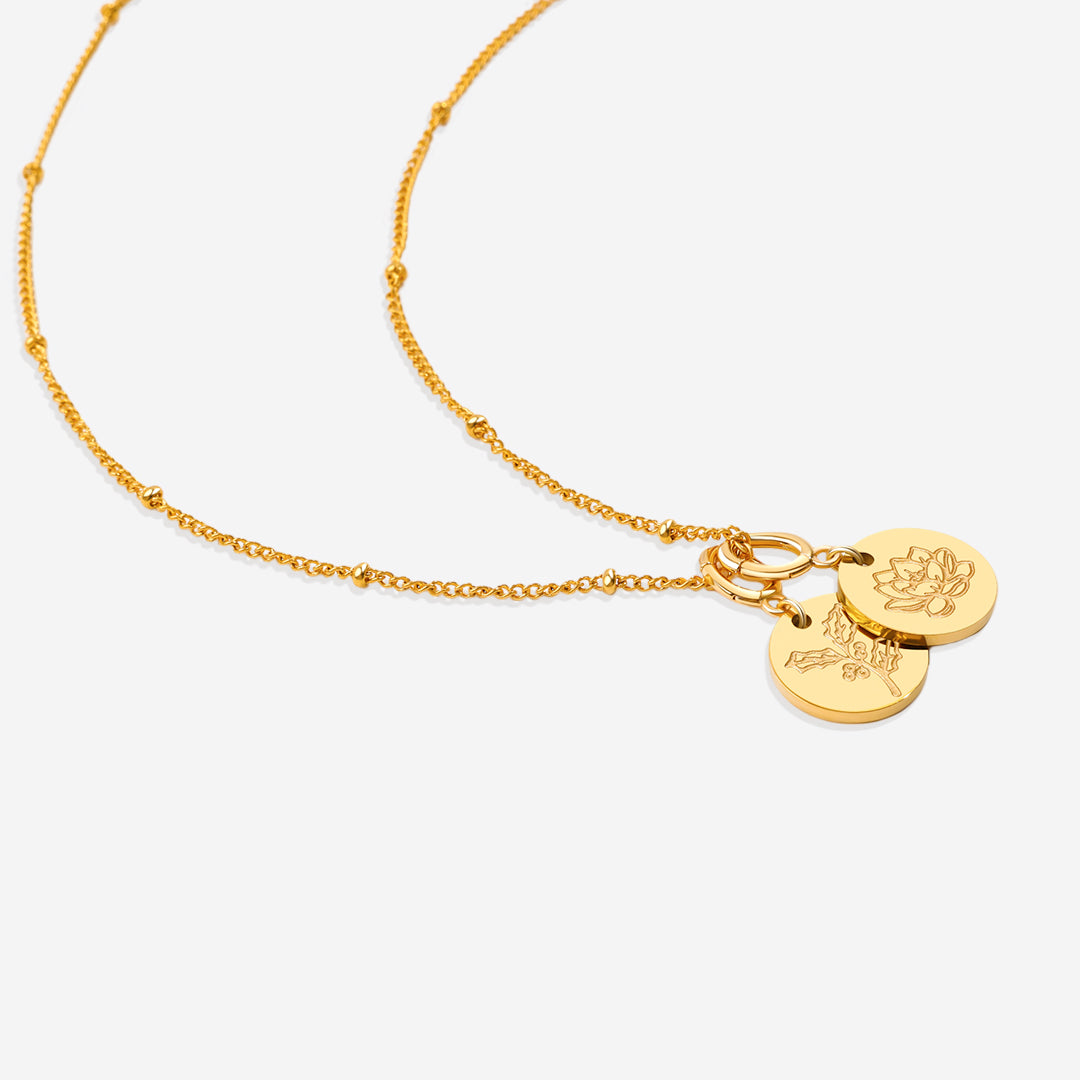 Collier empilable à breloques fleur de naissance