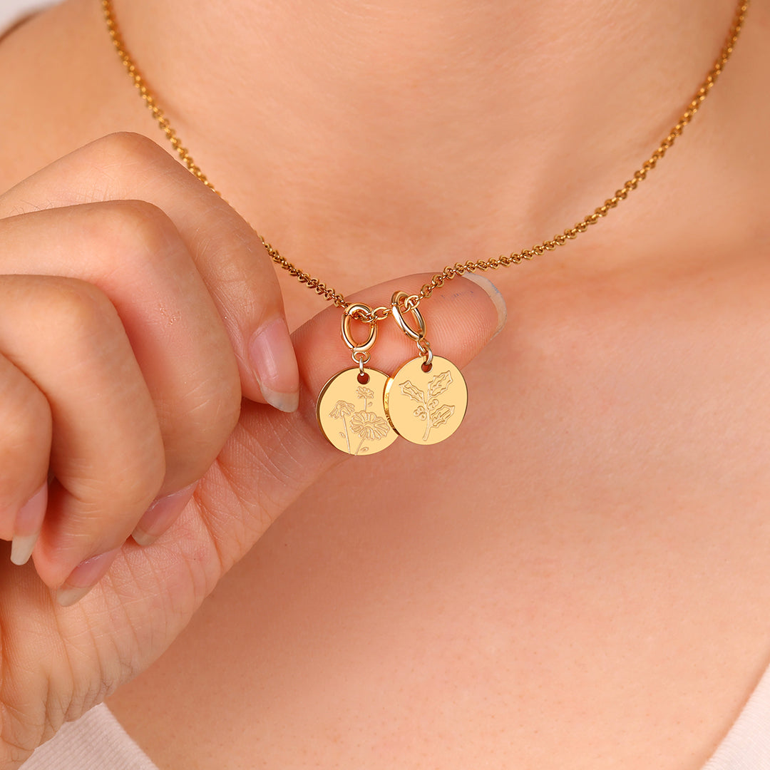 Collier empilable à breloques fleur de naissance