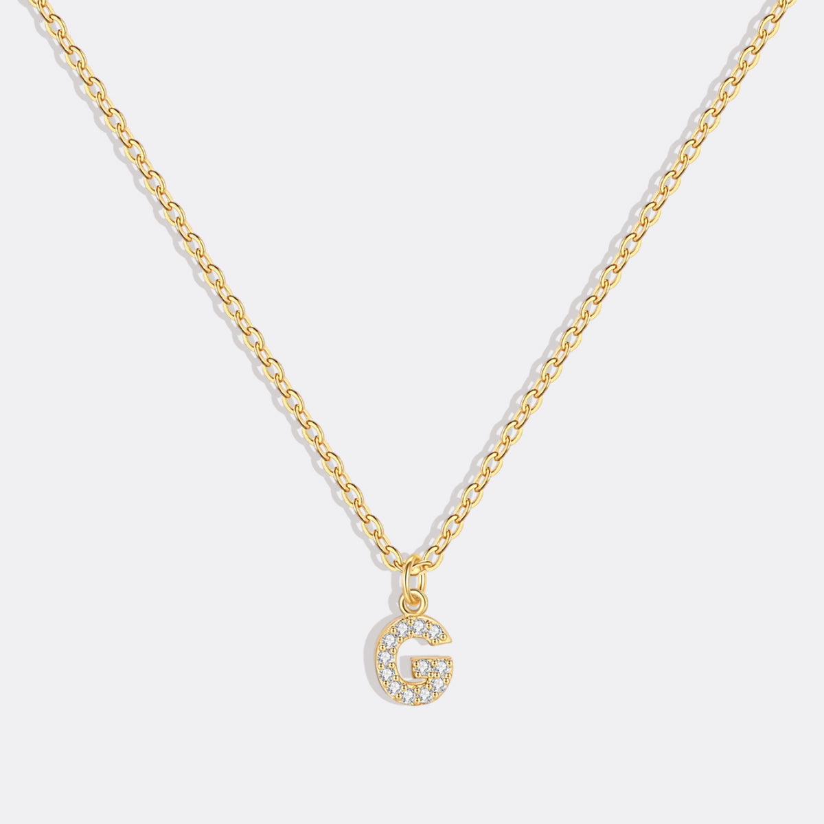 Gold Vermeil Pavé Uppercase Initial Necklace