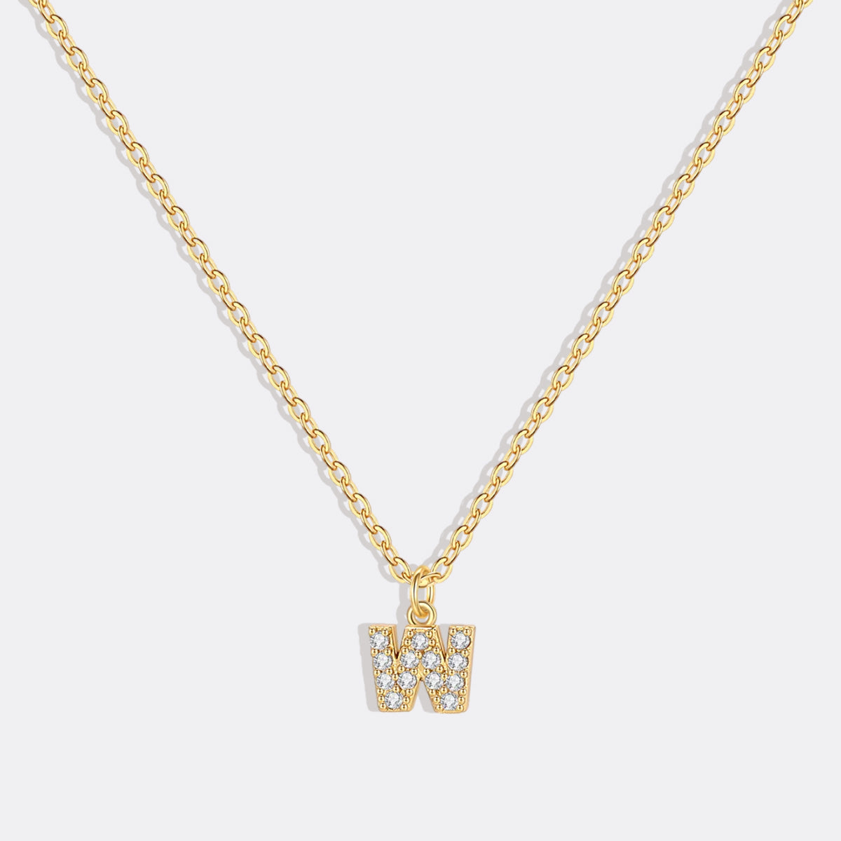 Gold Vermeil Pavé Uppercase Initial Necklace