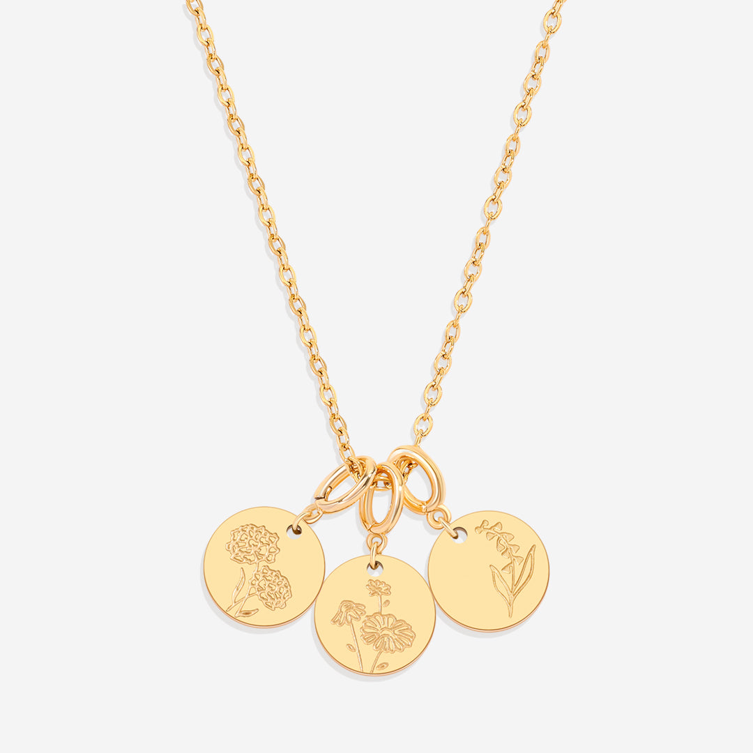 Collier empilable à breloques fleur de naissance