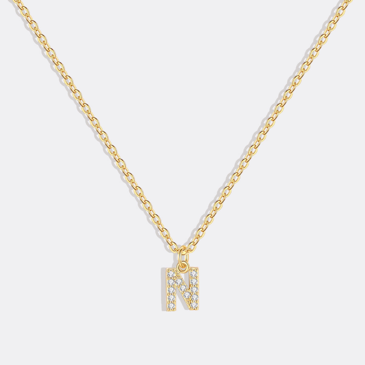 Gold Vermeil Pavé Uppercase Initial Necklace