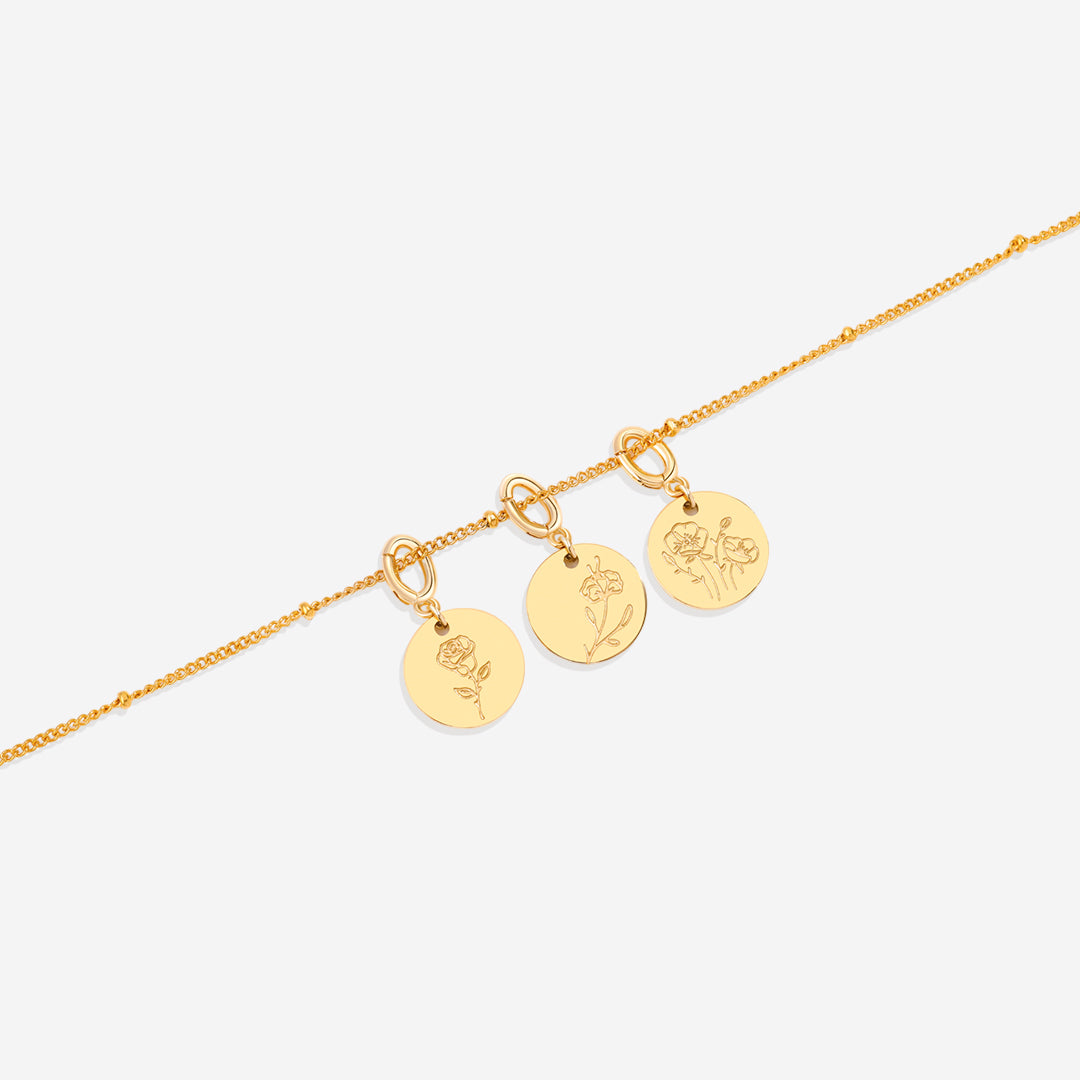 Collier empilable à breloques fleur de naissance