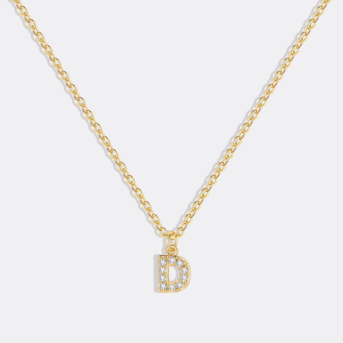 Gold Vermeil Pavé Uppercase Initial Necklace
