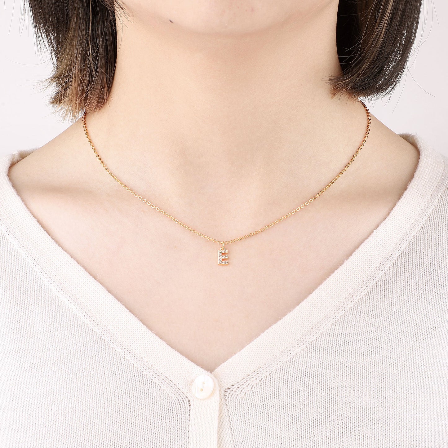 Gold Vermeil Pavé Uppercase Initial Necklace