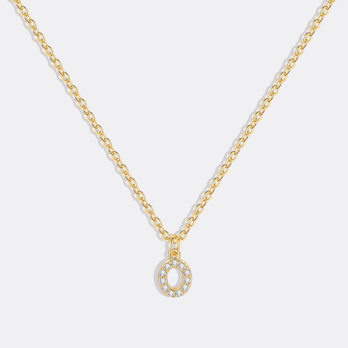 Gold Vermeil Pavé Uppercase Initial Necklace