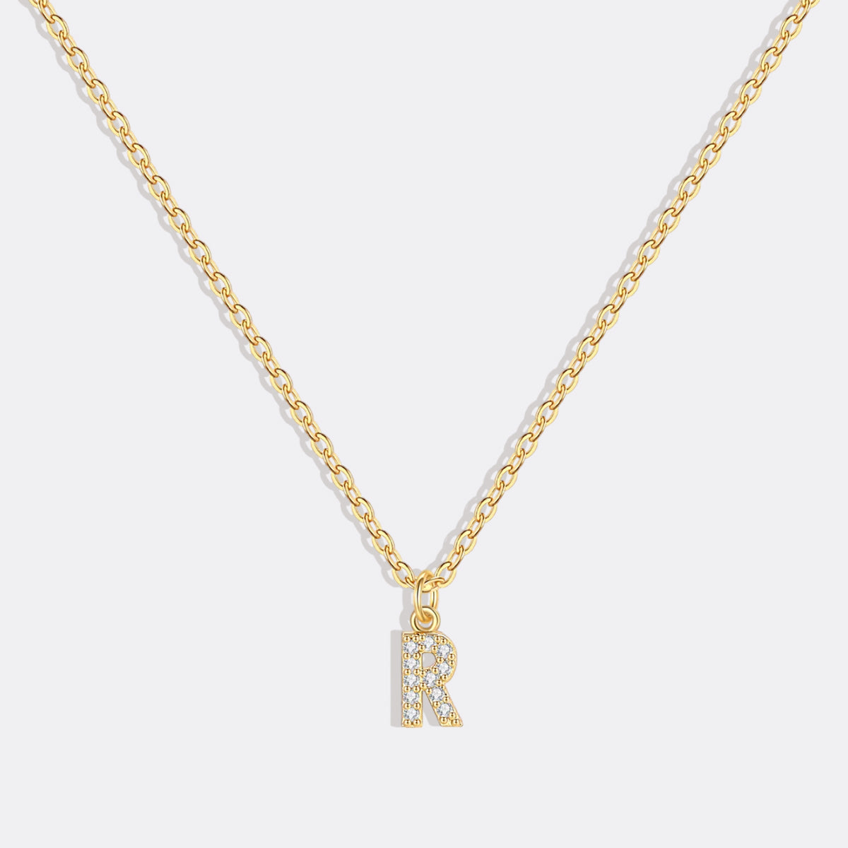 Gold Vermeil Pavé Uppercase Initial Necklace