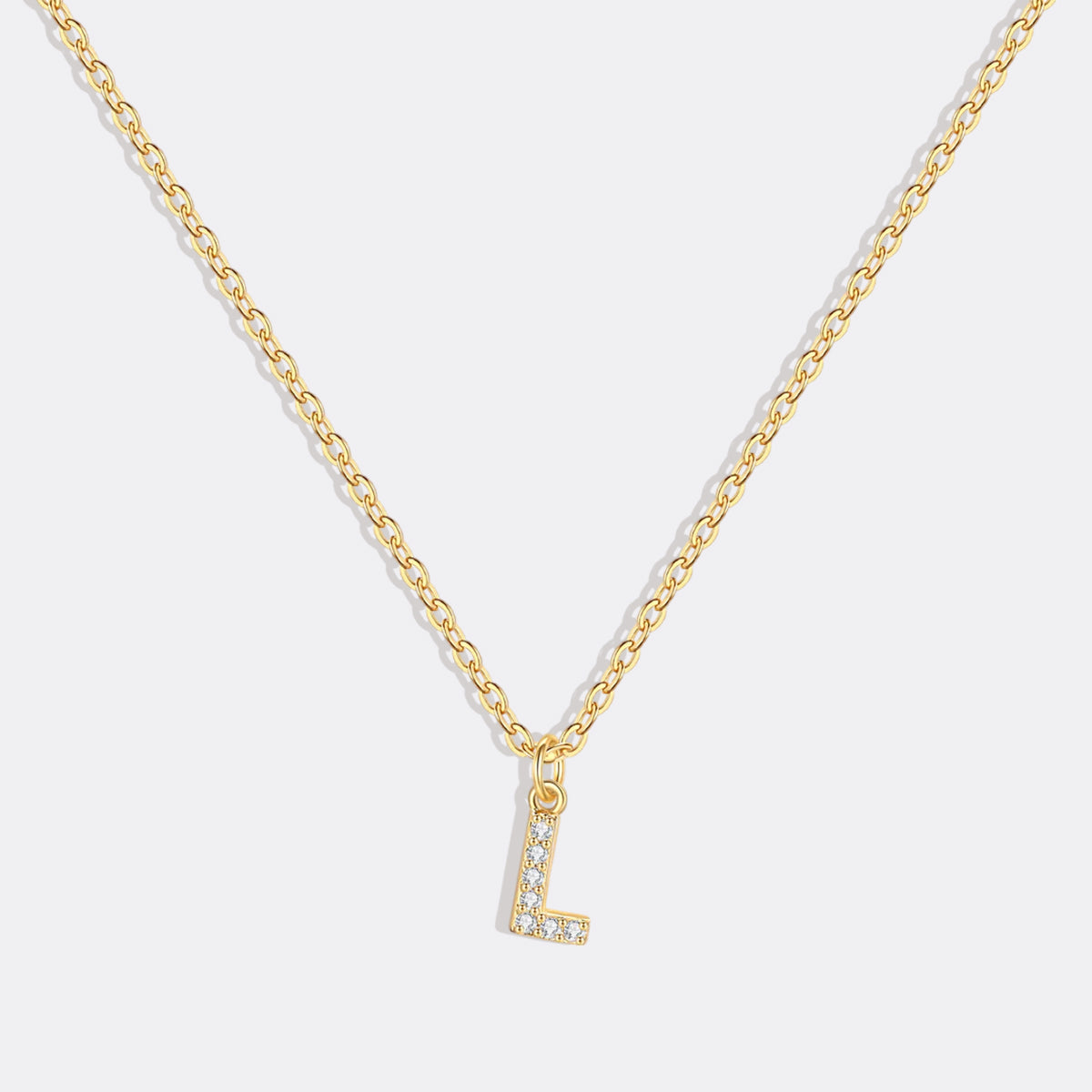 Gold Vermeil Pavé Uppercase Initial Necklace