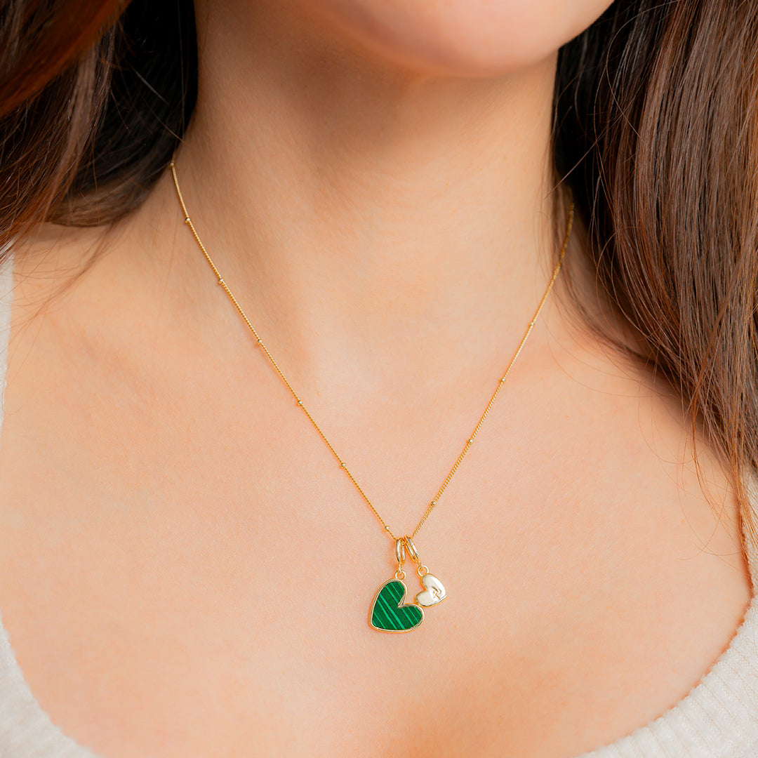 Malachite Initial Heart Necklace