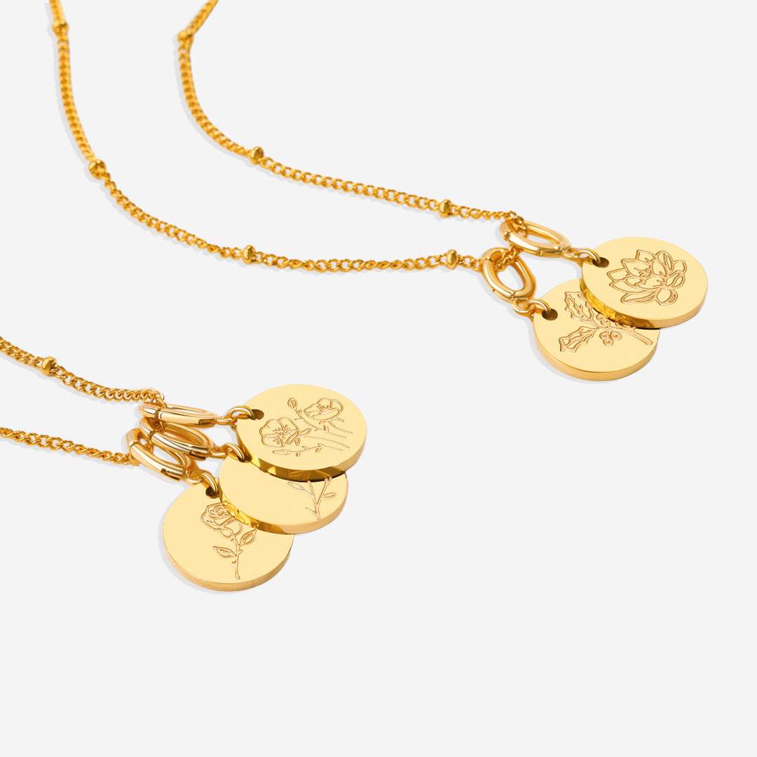 Collier empilable à breloques fleur de naissance