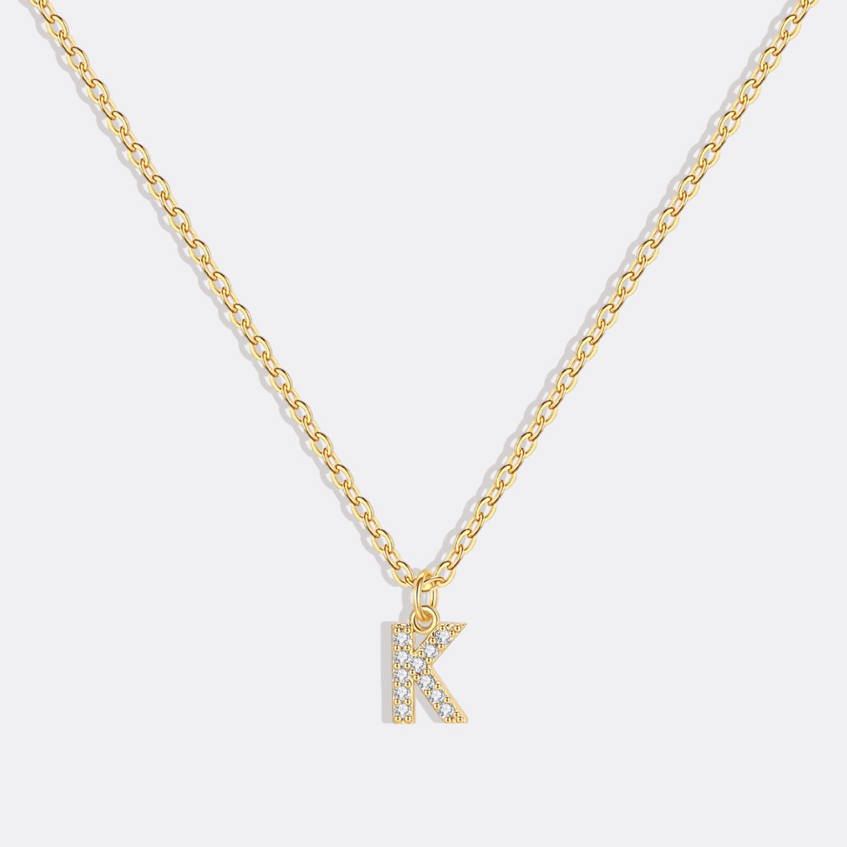 Gold Vermeil Pavé Uppercase Initial Necklace