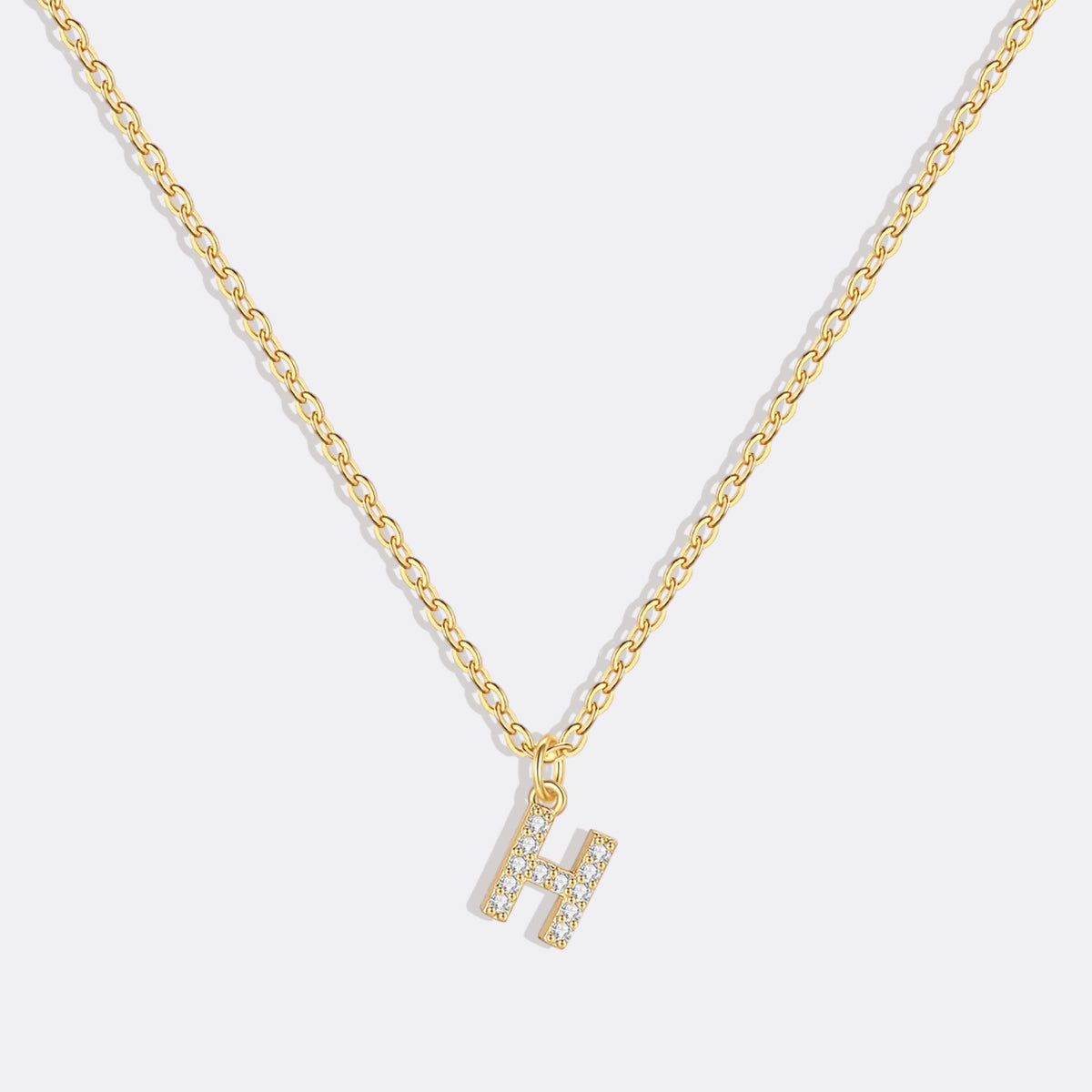 Gold Vermeil Pavé Uppercase Initial Necklace