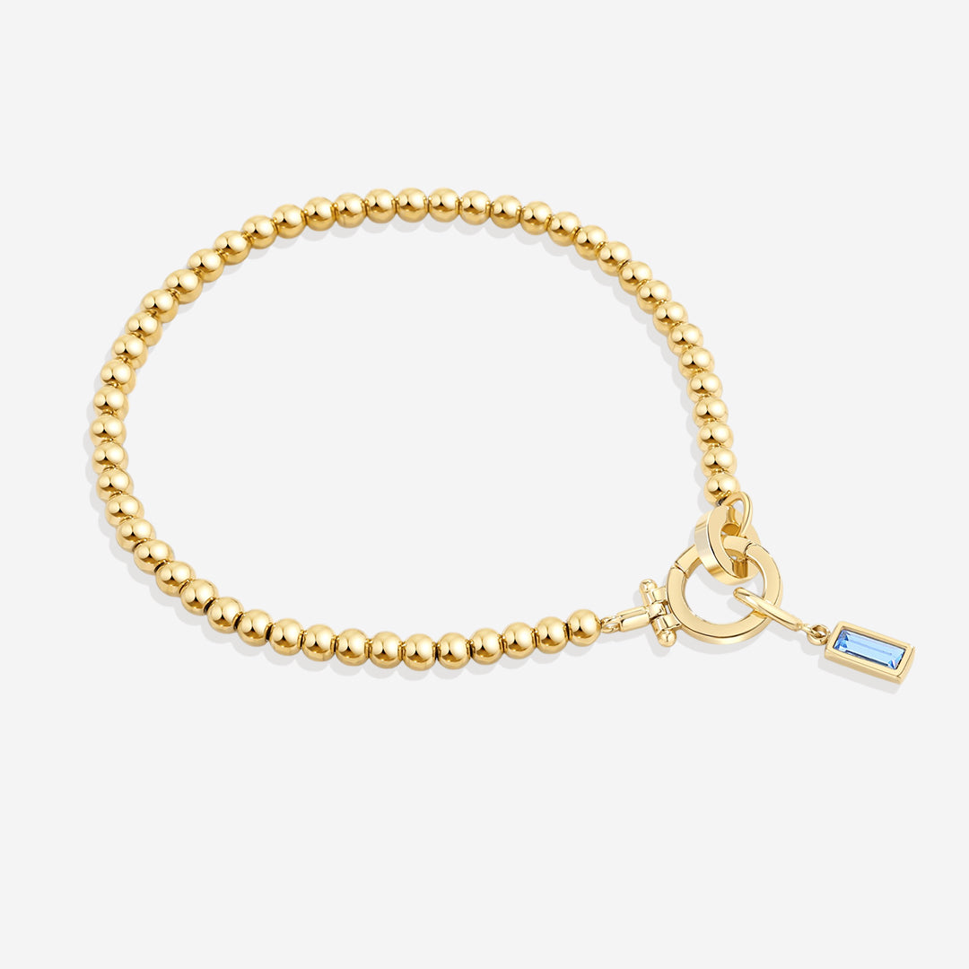 Bracelet à breloques en perles de menthe avec pierre de naissance