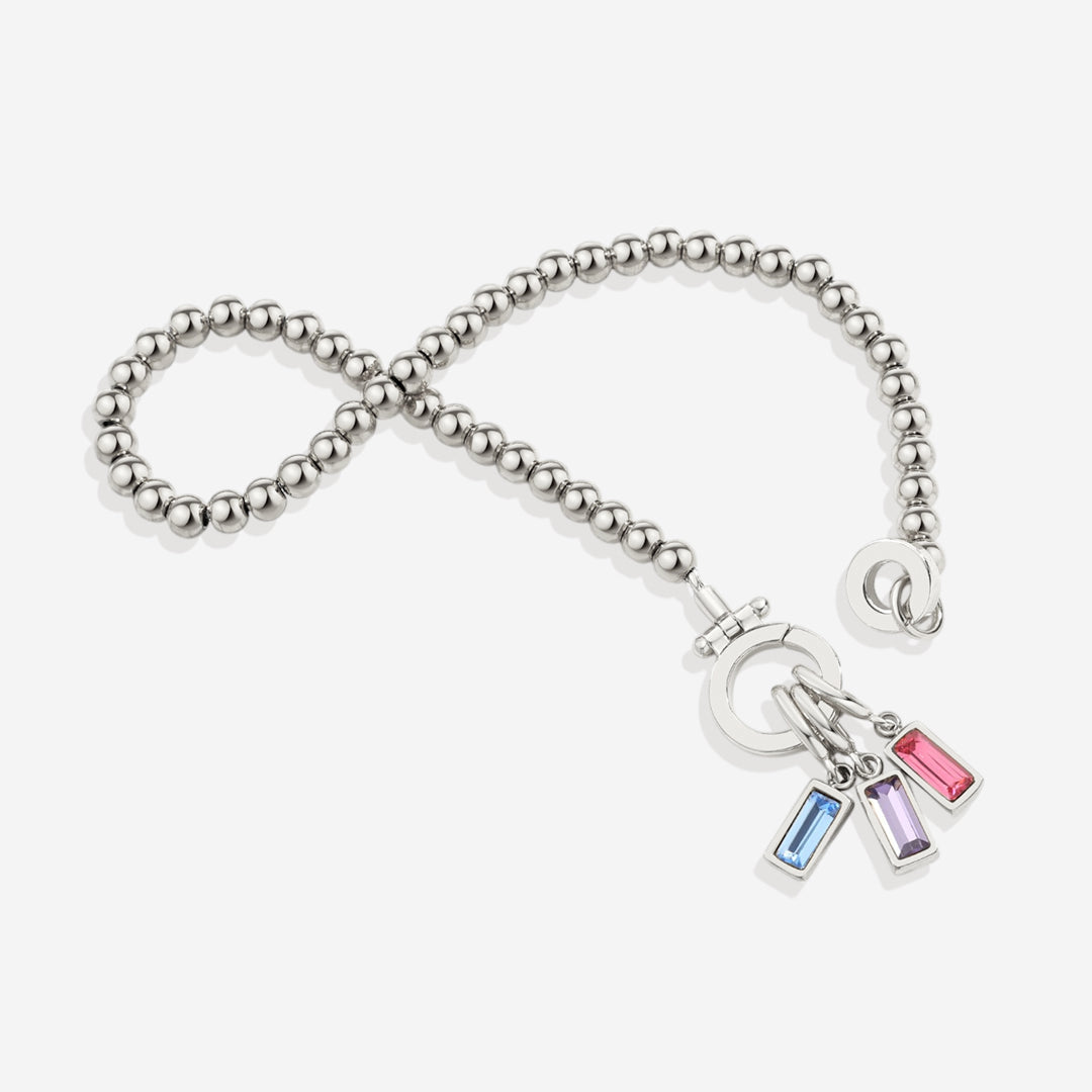 Bracelet à breloques en perles de menthe avec pierre de naissance