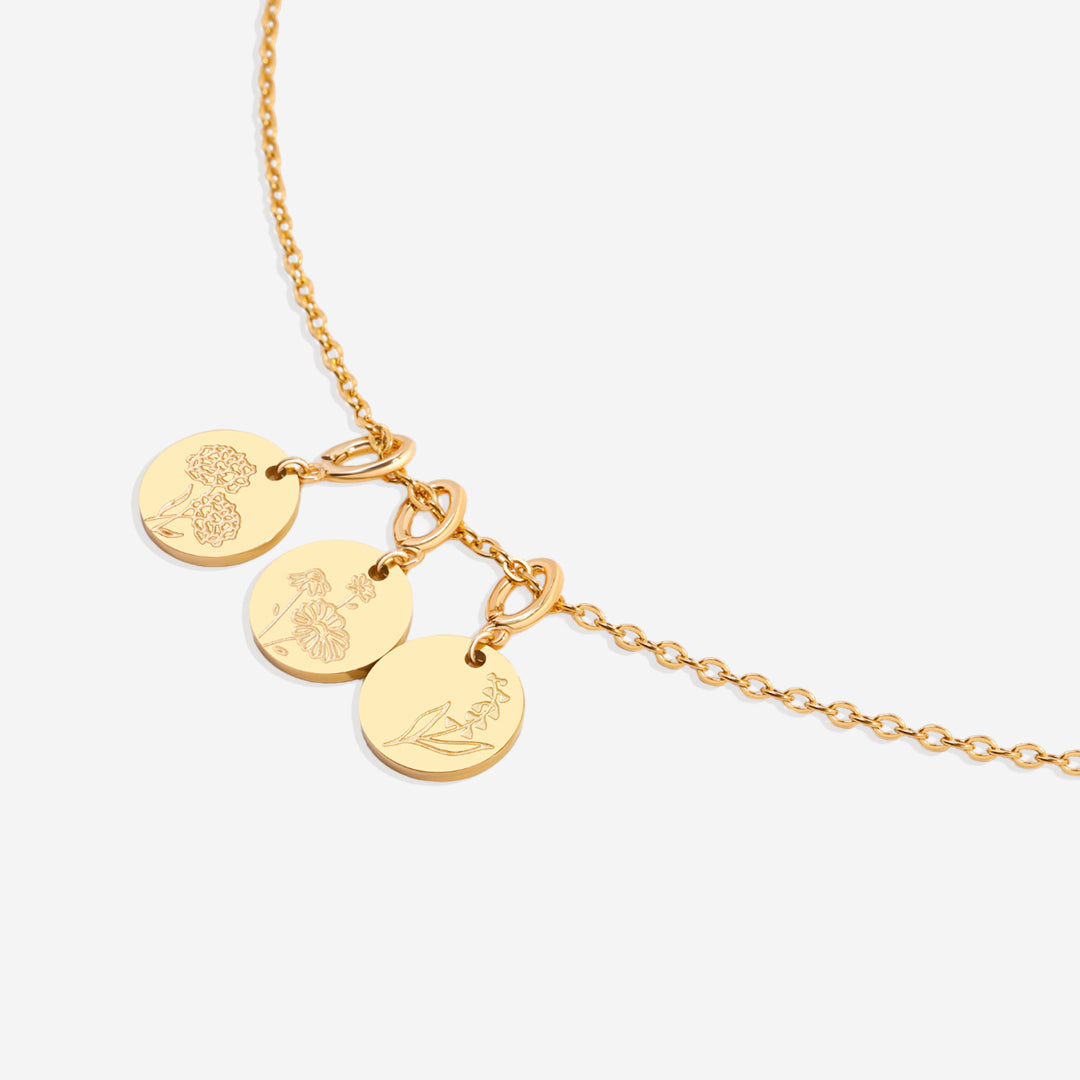 Collier empilable à breloques fleur de naissance