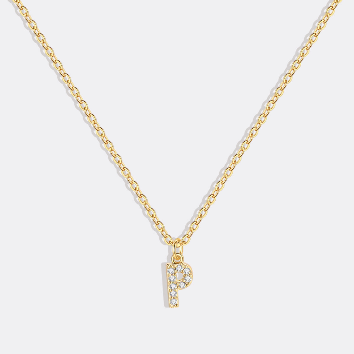 Gold Vermeil Pavé Uppercase Initial Necklace