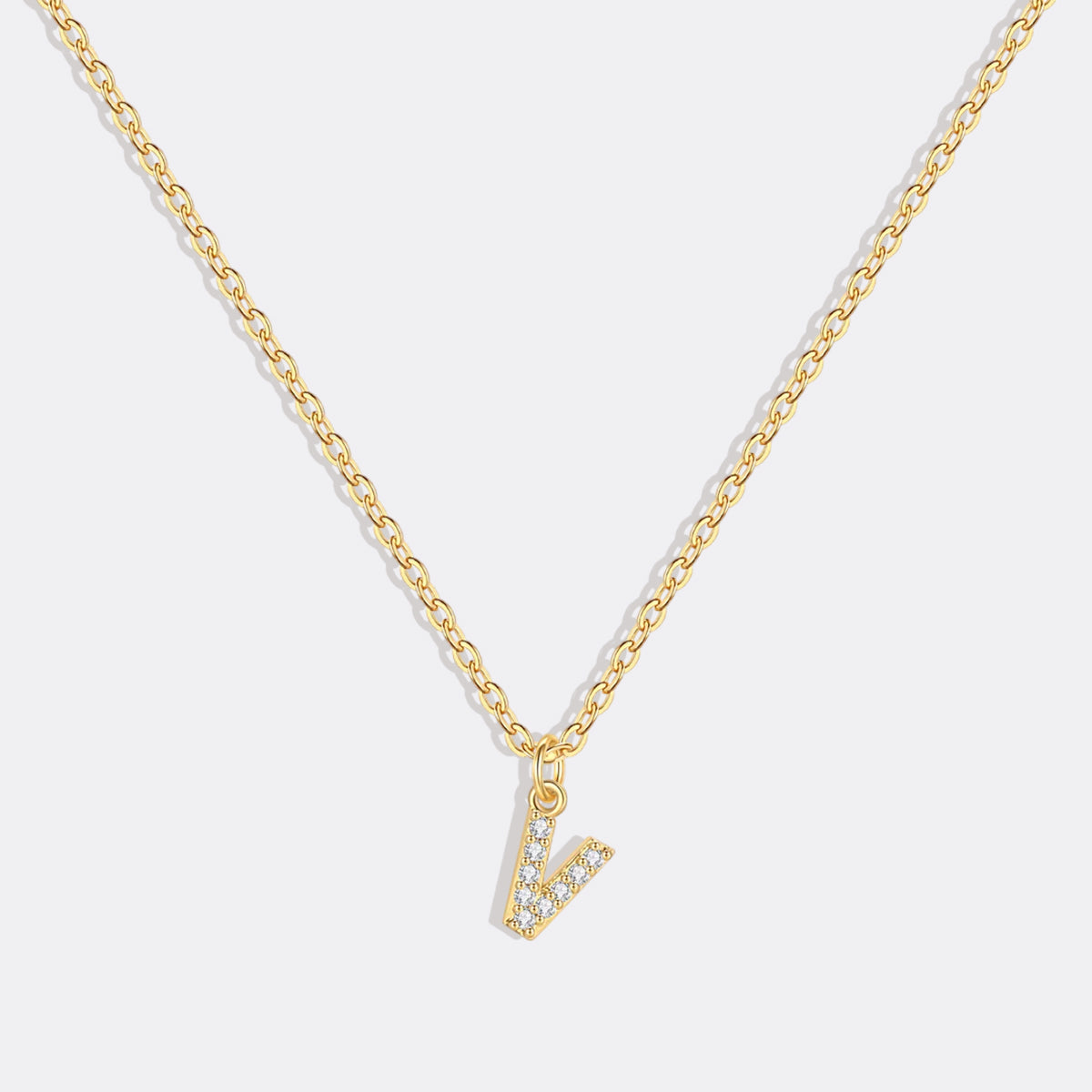 Gold Vermeil Pavé Uppercase Initial Necklace