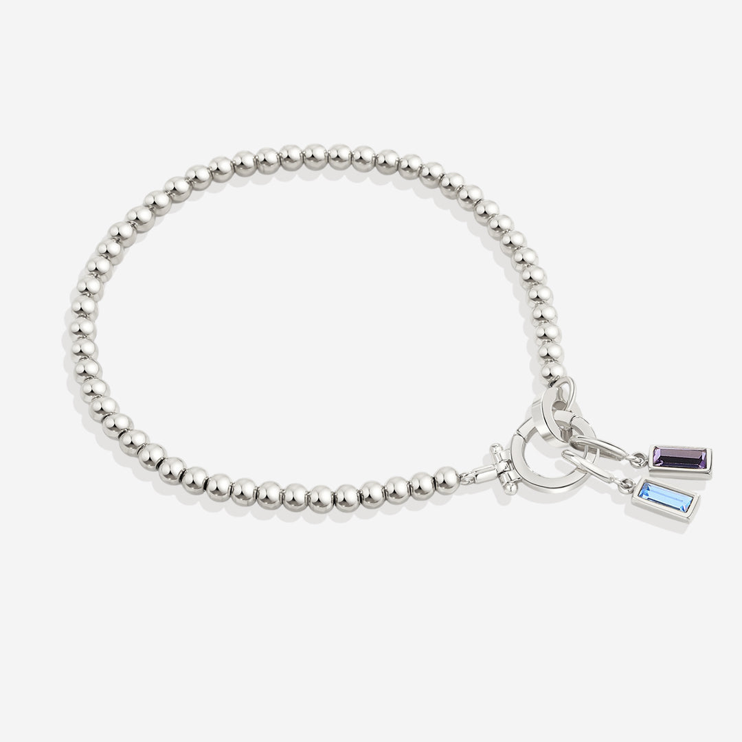 Bracelet à breloques en perles de menthe avec pierre de naissance