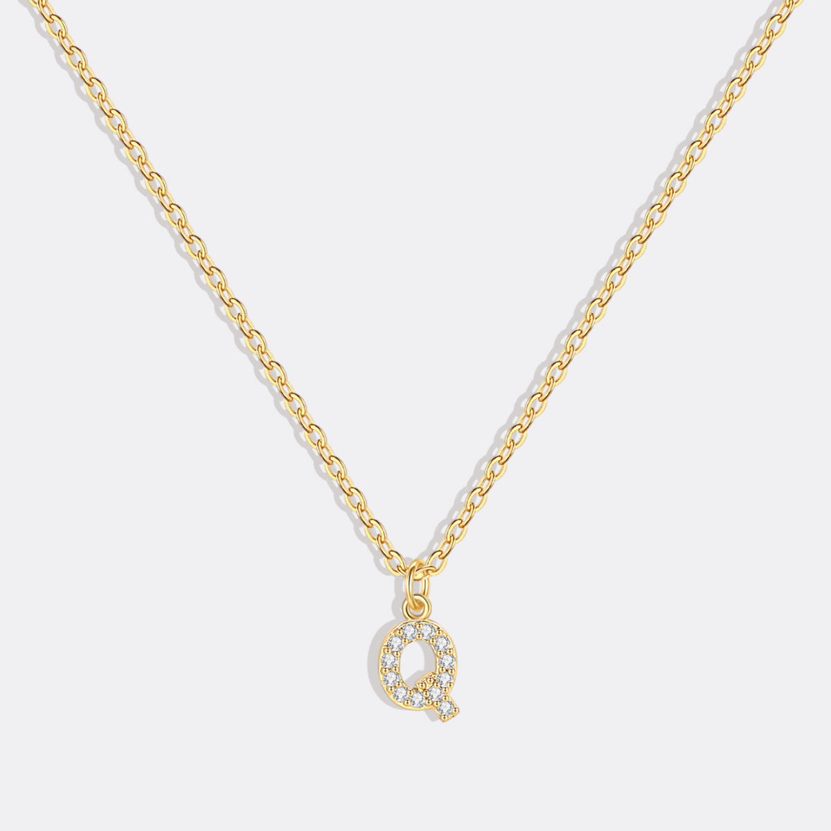 Gold Vermeil Pavé Uppercase Initial Necklace