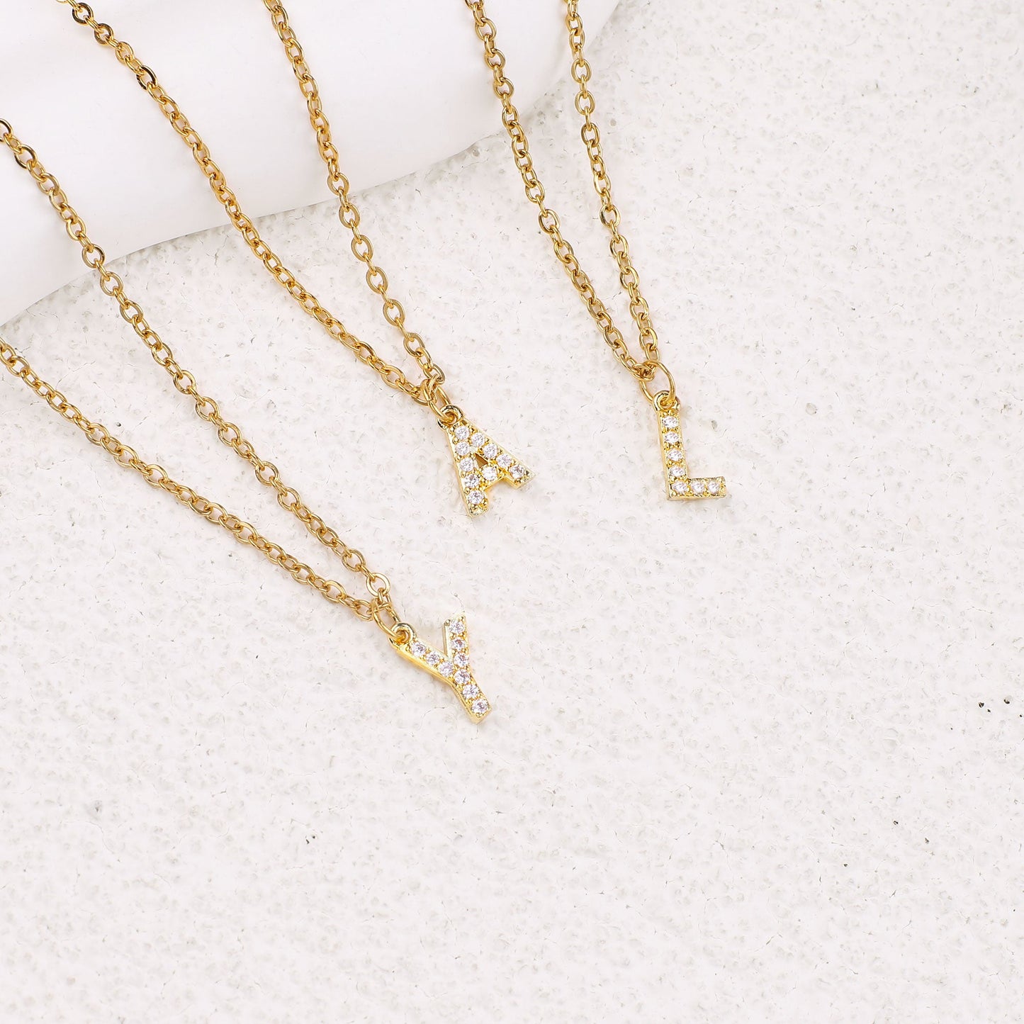 Gold Vermeil Pavé Uppercase Initial Necklace