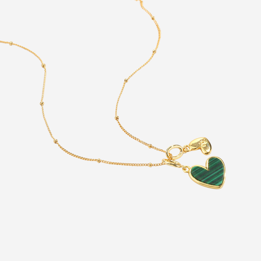 Malachite Initial Heart Necklace